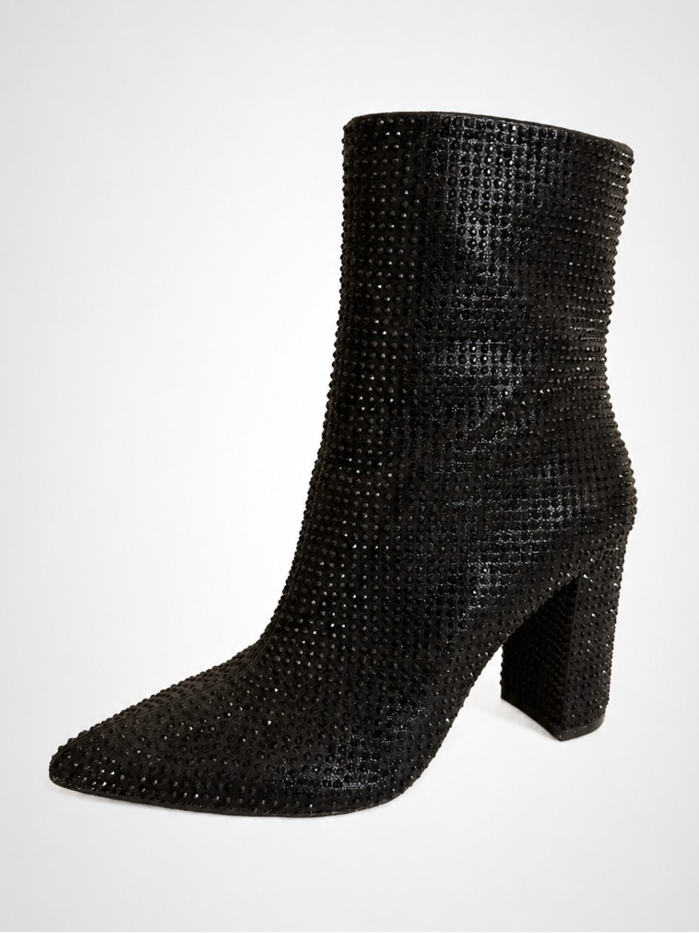 MIX NO. 6 Black Rhinestone Embellished Ankle Boots